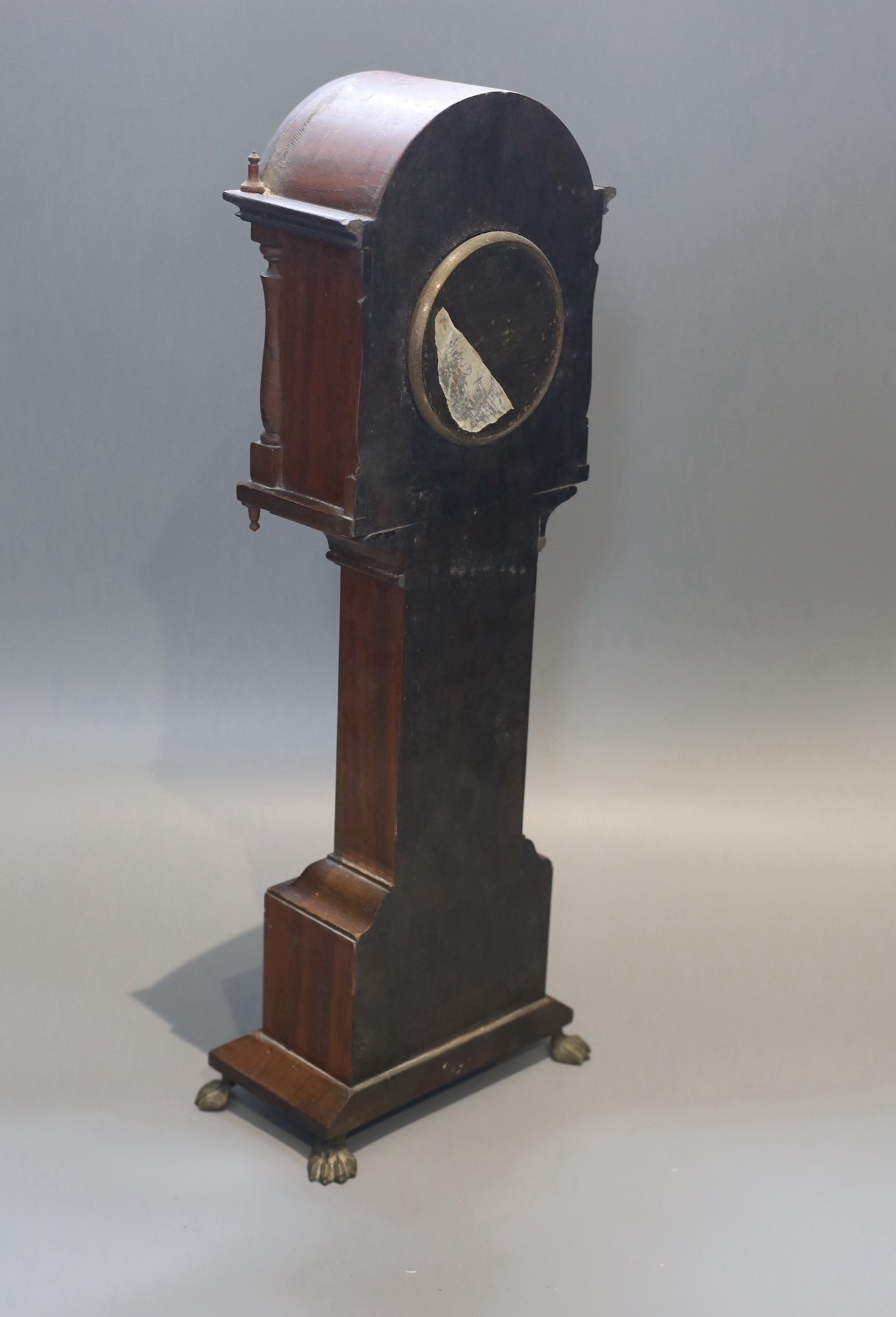 An Edwardian painted satinwood miniature longcase clock, height 51cm